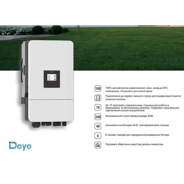 Інвертор 12кВт 3ф DEYE SUN-12K-SG05LP3-EU-SM2 — фото 2