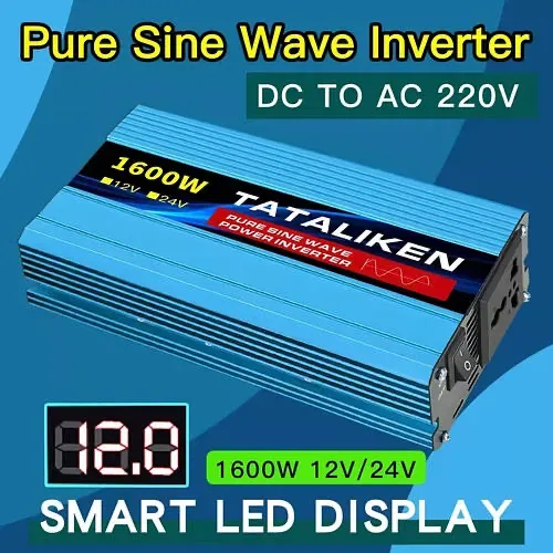 Инвертор 12В в 220В Tataliken 1600W, чистый синус, для котла 220V 50Hz — фото 2