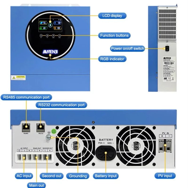 Інвертор Anenji 4.2kw-24V-PRO (4200W 24V ANJ-4.2W-24V-W-Pro)Wi-Fi — фото 2