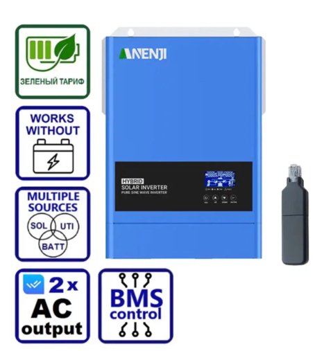Інвертор ANENJI 6.2KW 48V
ANJ-HHS-11000W-48V Гібридний сонячний інвертор/
Гибридный солнечный инвертор