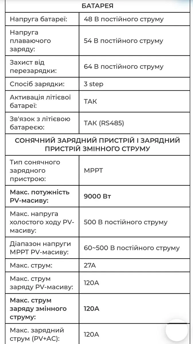 Інвертор ANENJI 6.2KW 48V
ANJ-HHS-11000W-48V Гібридний сонячний інвертор/ 
Гибридный солнечный инвертор — фото 4