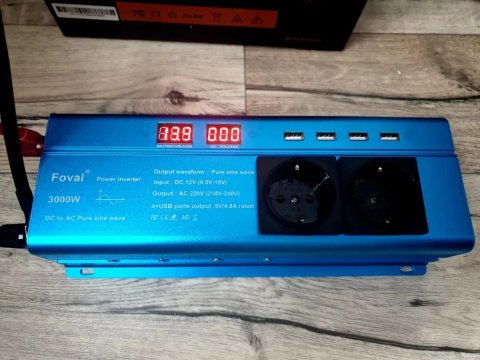 Інвертор FOVAL  перетворювач  инвектор 12/220V,3000w  чистый синус.