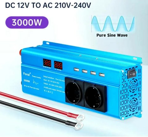 Інвертор Foval перетворювачь инвектор 12/220V ,3000W чистый синус