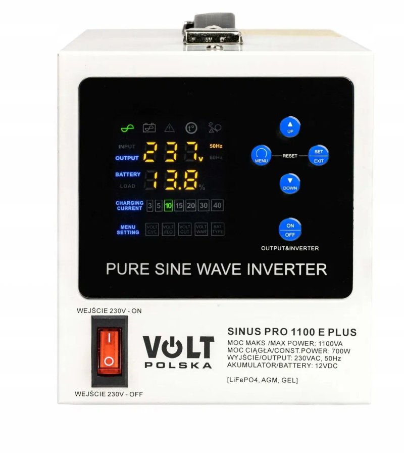 Інвертор Volt Polska 1100W Для акумуляторів LiFePo4/AGM/GEL. ДЖБ ИБП. Инвертор з підтримкою LFP4 залізофосфатних АКБ. — фото 2