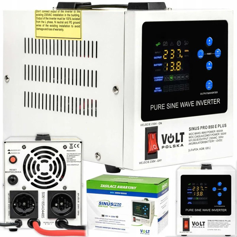 Інвертор Volt Polska 850W для LiFePo4 + Акумулятор 100Ah літій залізо фосфатний. 2в1 Комплект резервного живлення. Инвертор и аккумулятор — фото 2