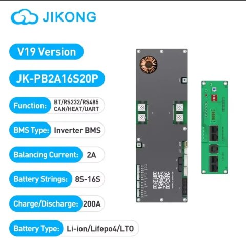 Інверторні BMS JK-PB2A16S20P V19, 200А/350А, балансування 2А, 16s, БМС акумулятор