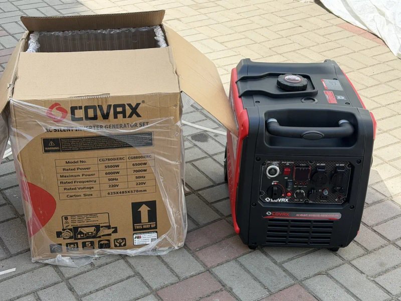 Инверторный генератор 6.5-7 квт 7квт COVAX 7кв 6.5квт 6квт пульт ДУ  бензиновый с электростартером запуск электро с пульта на колесах — фото 2