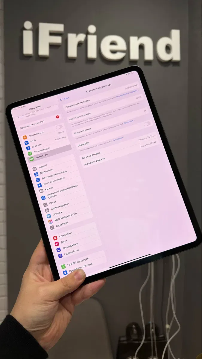 Ipad pro 13’ m4 256gb WiFi + LTE space gray 14 циклів зарядки — фото 5