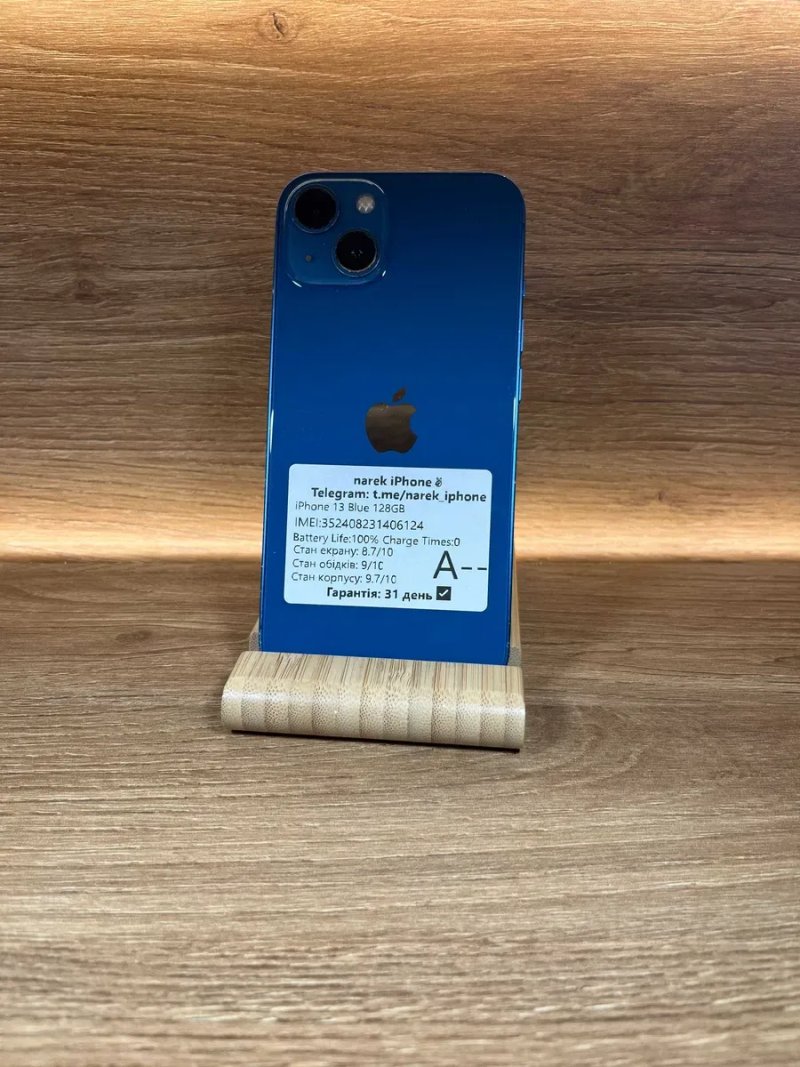 iPhone 13 128 Blue !! АКБ: 100% !! №: 6124 !! СТАН ГАРНИЙ !!! З США !! Айфон купити оригінал !! — фото 2