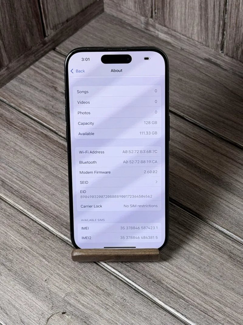 IPhone 15 pro Black 128gb!!! 3 США!! NEVERLOCK Батарея 100% — фото 7