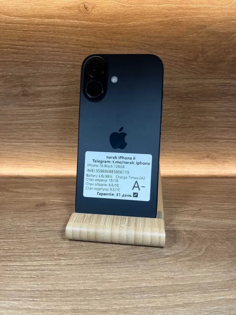 iPhone 16 128 Black !! АКБ: 98%!! №: 6119!! СТАН ГАРНИЙ !!! З США !! Айфон купити оригінал !! — фото 2