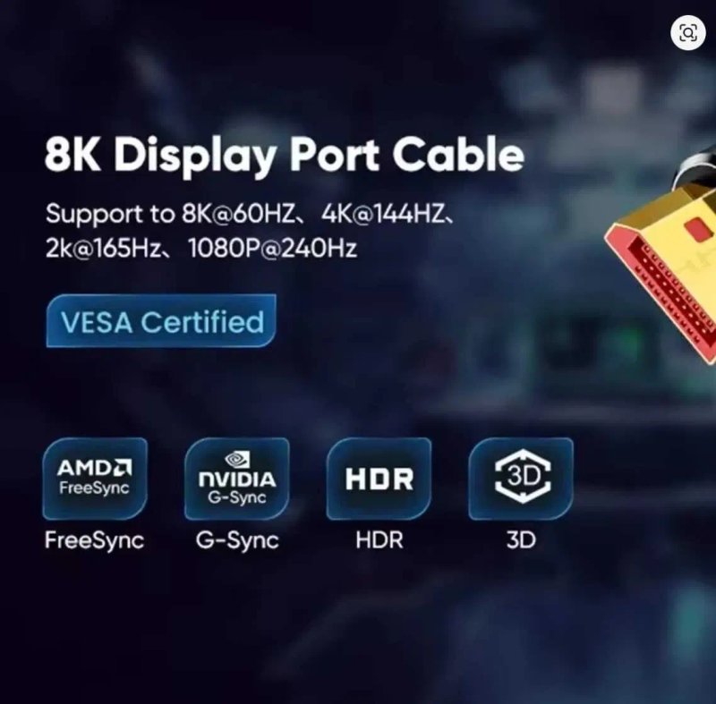 Кабель DisplayPort - DisplayPort (DP-DP) 1.4, 1.8м (8K 60Hz / 4K 144Hz) — фото 3