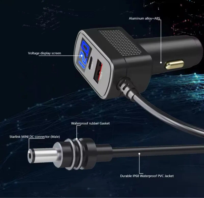 Кабель starlink mini 3m 12v з адаптером в прикурювач — фото 4