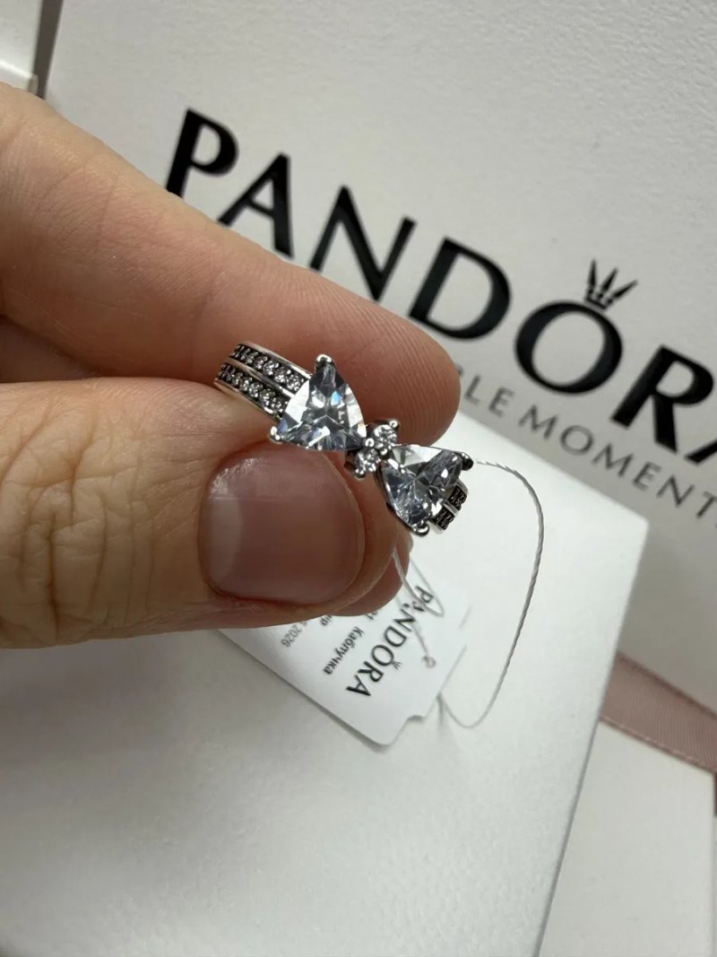 Каблучка Pandora Рожевий Білий Бант Пандора бантики — фото 2