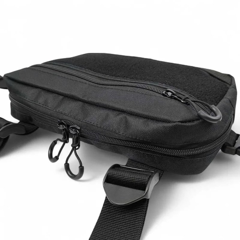 Качественная нагрудная сумка с патч панелью. Cordura 1000 D. Цвет: черный. — фото 6