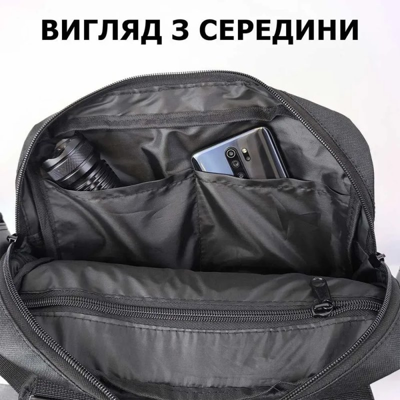 Качественная нагрудная сумка с патч панелью. Cordura 1000 D. Цвет: черный. — фото 7