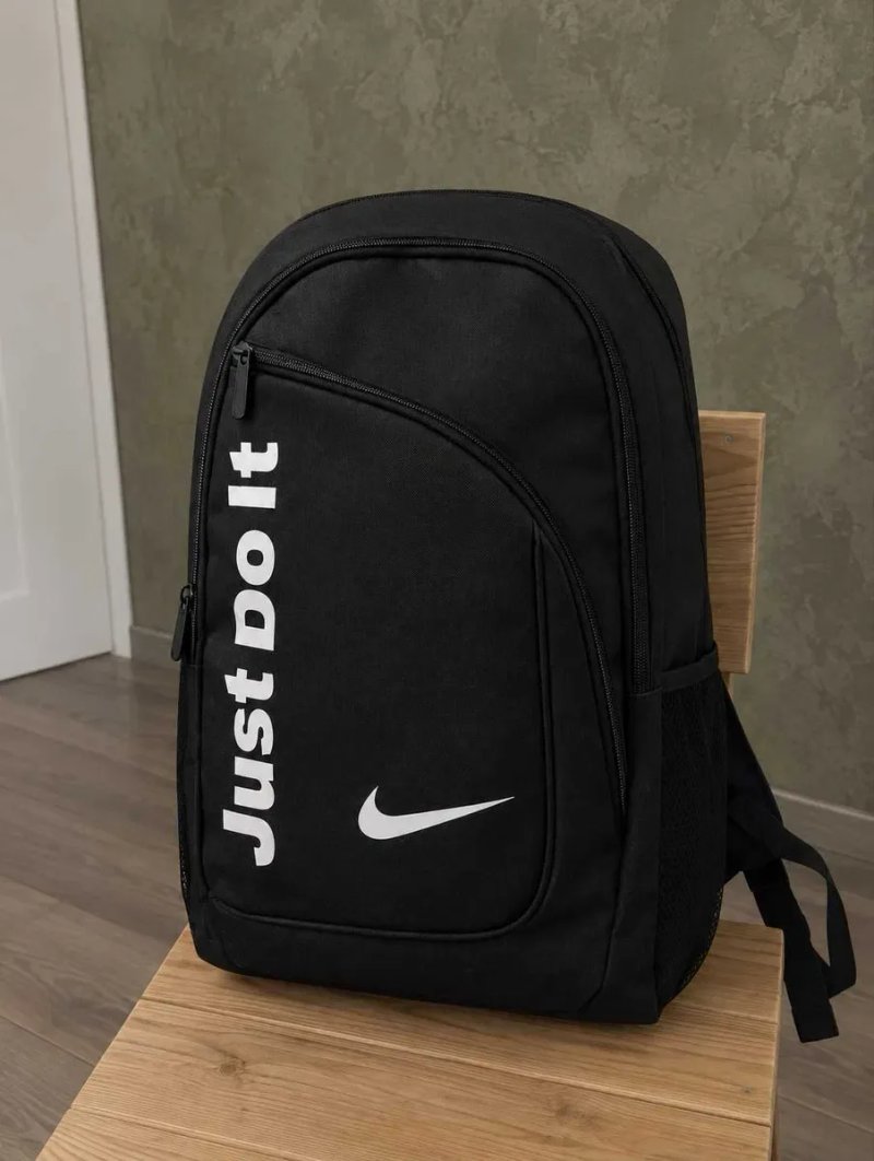 Качественный мужской рюкзак с принтом "Nike". Цвет: черный. — фото 7