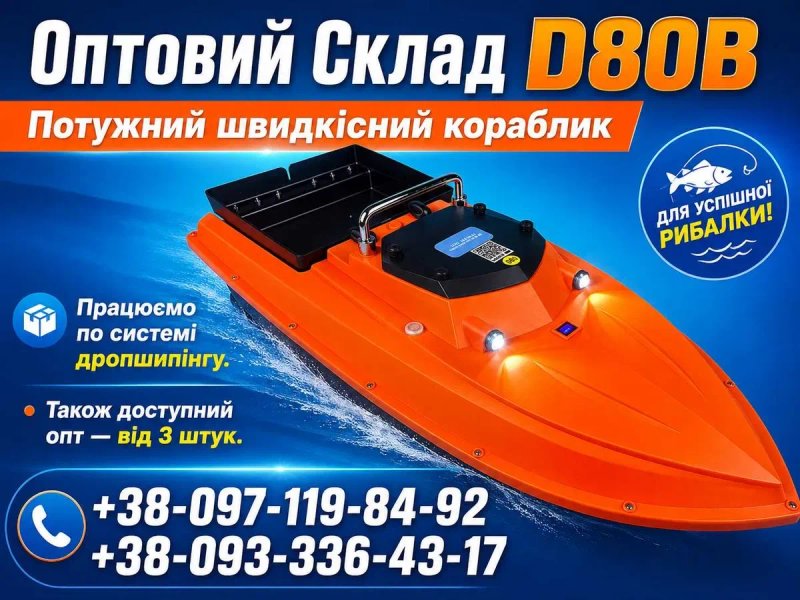 Карповый кораблик для рыбалки ХІТ 2026 D80B GPS 99 точек Автопилот Рибацький прикормочний Короповий — фото 4