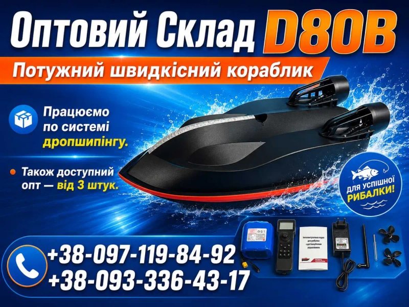 Карповый кораблик для рыбалки ХІТ 2026 D80B GPS 99 точек Автопилот Рибацький прикормочний Короповий — фото 5
