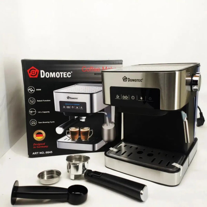 Кавоварка Domotec MS-136: 850 Вт, 15 бар, сенсорна панель, регулювання пари, попереднє підігрівання чашок кофе машина — фото 3