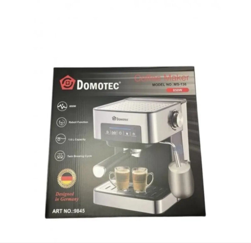 Кавоварка Domotec MS-136: 850 Вт, 15 бар, сенсорна панель, регулювання пари, попереднє підігрівання чашок кофе машина — фото 8