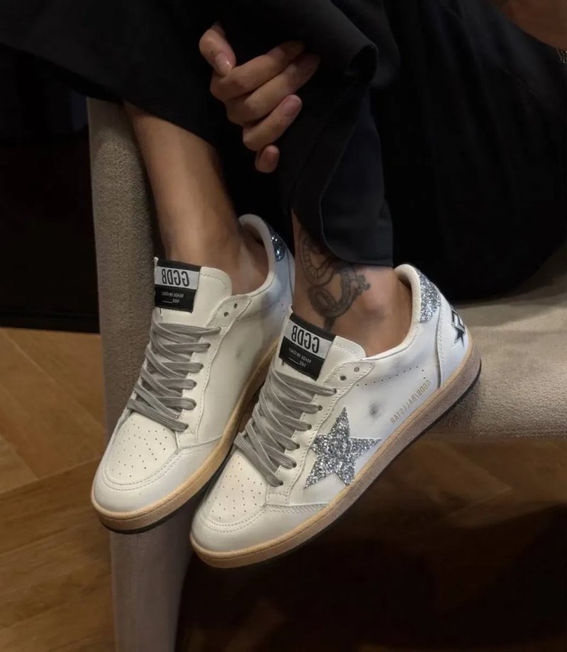 Кеди 35 36 37 38 39 40 41 Golden goose кеды кроссовки Голден гус кросівки гусь білі зі срібною зіркою белые с серебром кожа натуральная — фото 4