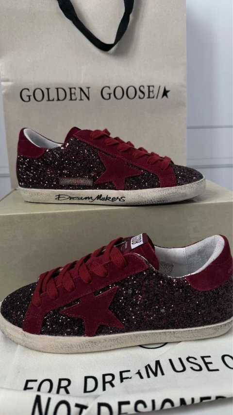 кеди кросівки жіночі ggdb golden goose superstar бордові голден гус   шкіряні