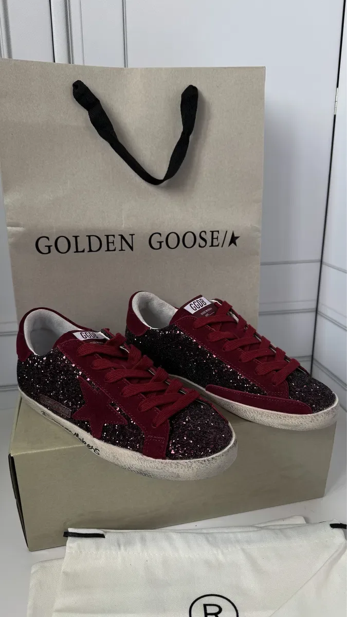 кеди кросівки жіночі ggdb golden goose superstar бордові голден гус   шкіряні — фото 4