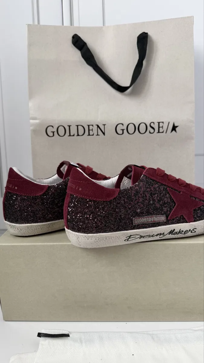 кеди кросівки жіночі ggdb golden goose superstar бордові голден гус   шкіряні — фото 6