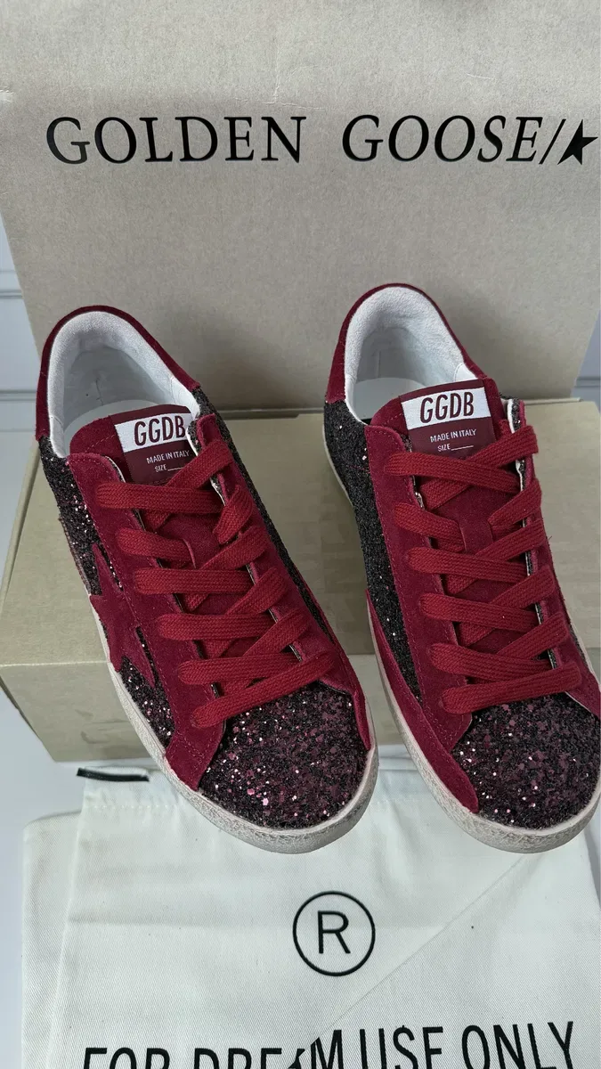 кеди кросівки жіночі ggdb golden goose superstar бордові голден гус   шкіряні — фото 8