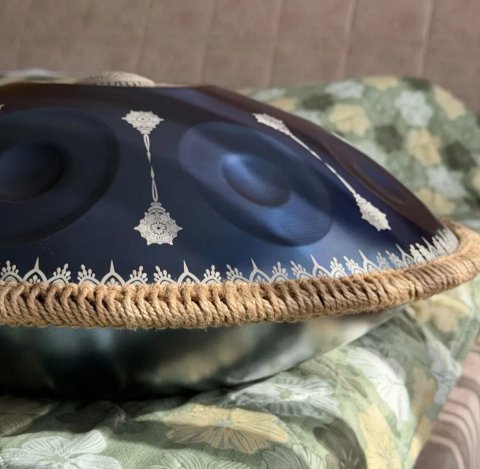 Ханг синій з мандалами 9 нот | Handpan D Kurd 55 см