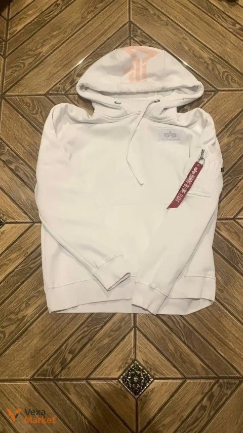 Худі Alpha Industries біле розмір L