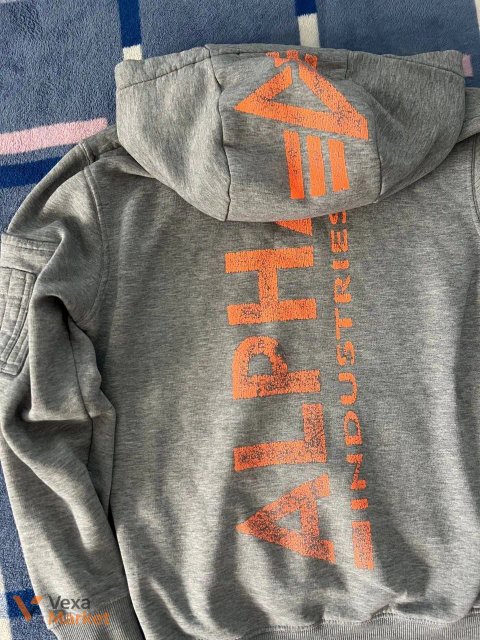 Худі Alpha Industries сіре розмір S-M