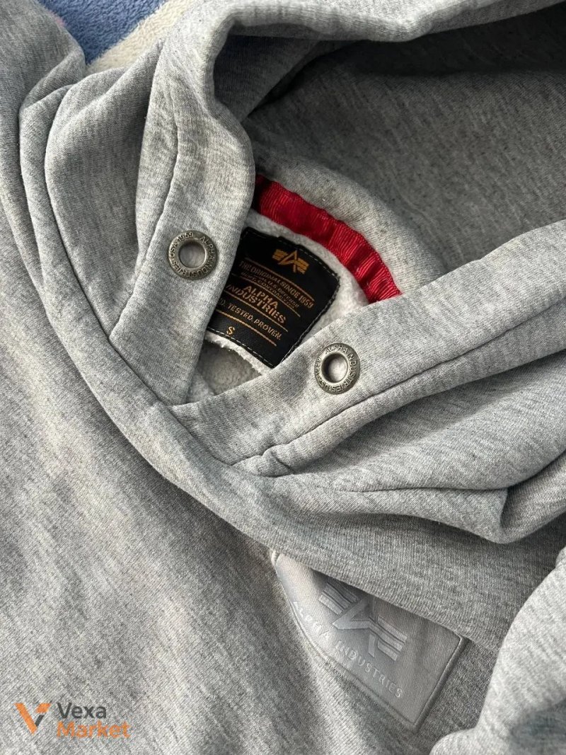 Худі Alpha Industries сіре розмір S-M — фото 2