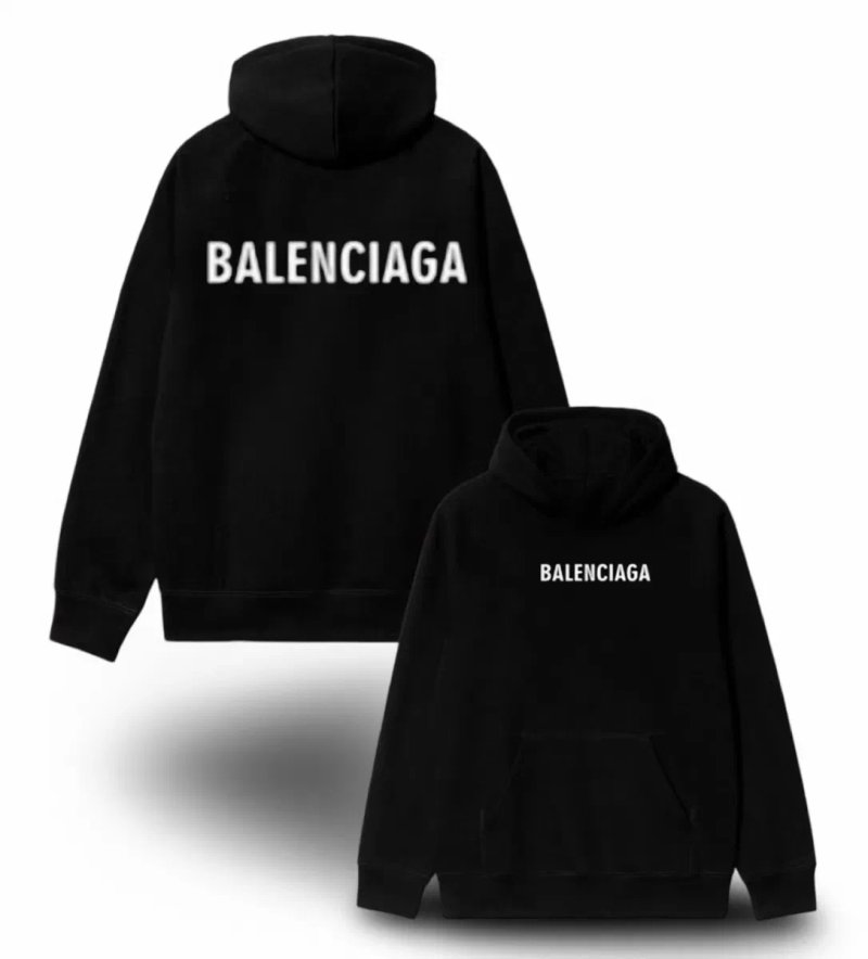 Худи Balenciaga BB Logo унисекс черные баленсиага кофта толстовка свитшот — фото 2