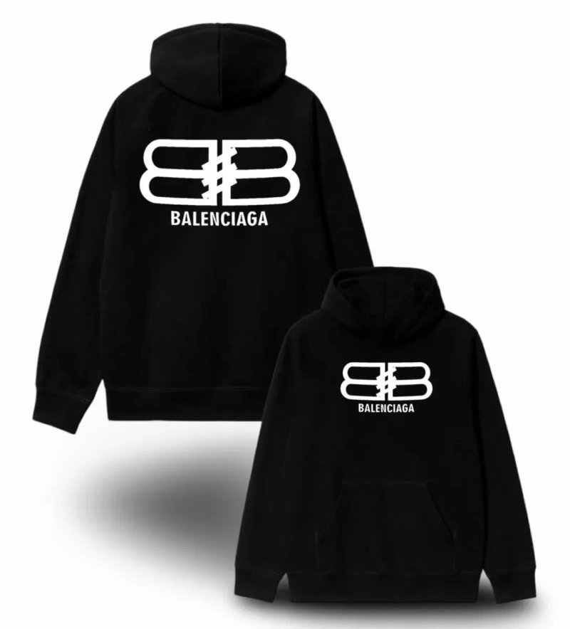 Худи Balenciaga BB Logo унисекс черные баленсиага кофта толстовка свитшот — фото 4