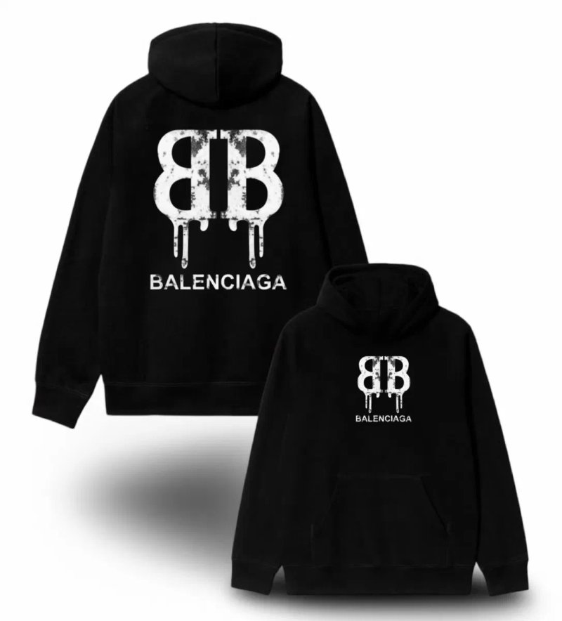 Худи Balenciaga BB Logo унисекс черные баленсиага кофта толстовка свитшот — фото 5