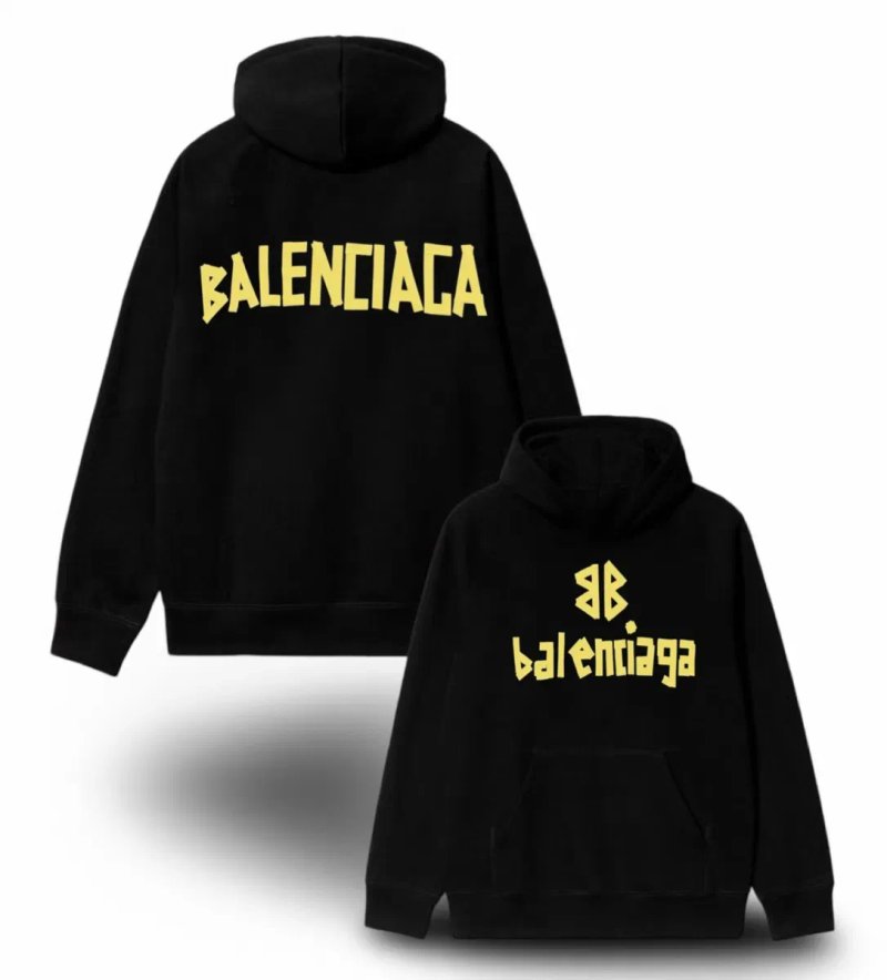 Худи Balenciaga BB Logo унисекс черные баленсиага кофта толстовка свитшот — фото 6