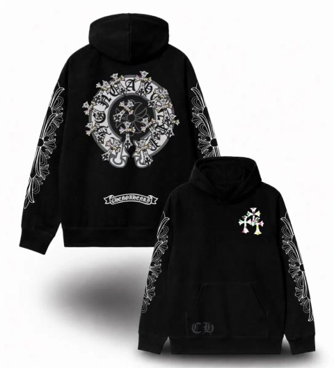Худи Chrome Hearts Logo унисекс черные Хроме Хартс Новые моедли Кофта толстовка Лонгслив