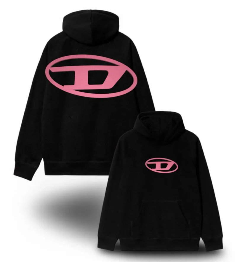 Худи Diesel Logo унисекс дизель кофта толстовка лонгслив черная — фото 8
