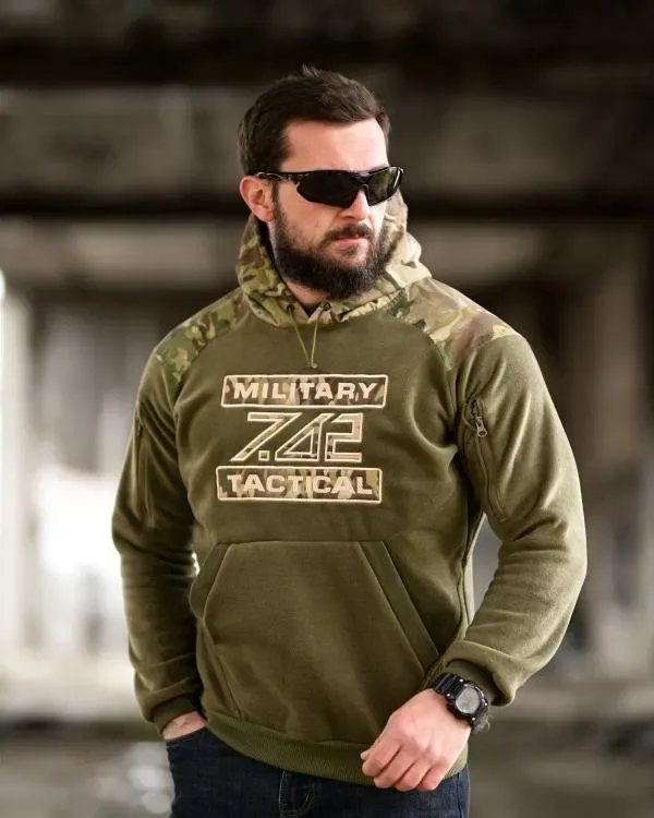 Худі Флісова Тактична Олива +Мультикам 7.62 Military Tactical! Кофта Тактична флісова Мультикам!  Флиска Тактичическая Олива Мультикам! Размеры М-3XL! — фото 2