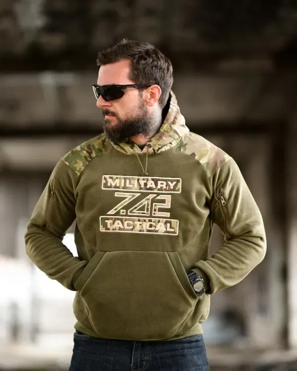 Худі Флісова Тактична Олива +Мультикам 7.62 Military Tactical! Кофта Тактична флісова Мультикам!  Флиска Тактичическая Олива Мультикам! Размеры М-3XL! — фото 3
