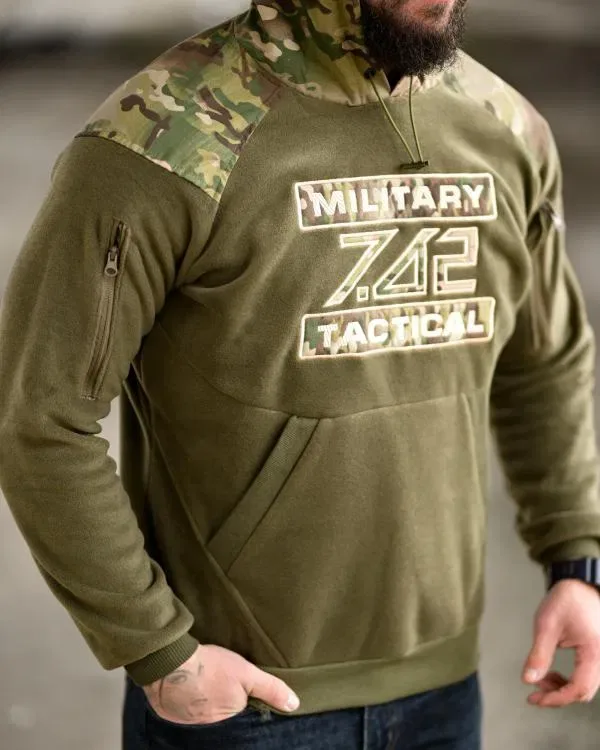 Худі Флісова Тактична Олива +Мультикам 7.62 Military Tactical! Кофта Тактична флісова Мультикам!  Флиска Тактичическая Олива Мультикам! Размеры М-3XL! — фото 5