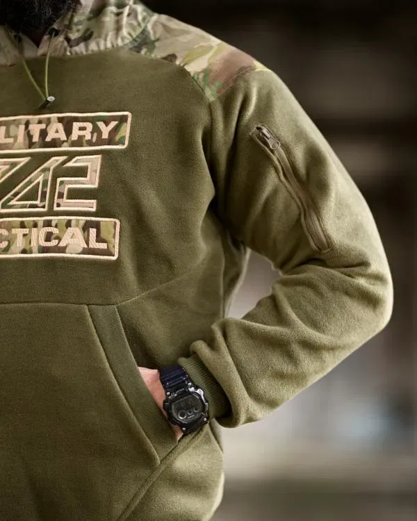 Худі Флісова Тактична Олива +Мультикам 7.62 Military Tactical! Кофта Тактична флісова Мультикам!  Флиска Тактичическая Олива Мультикам! Размеры М-3XL! — фото 6