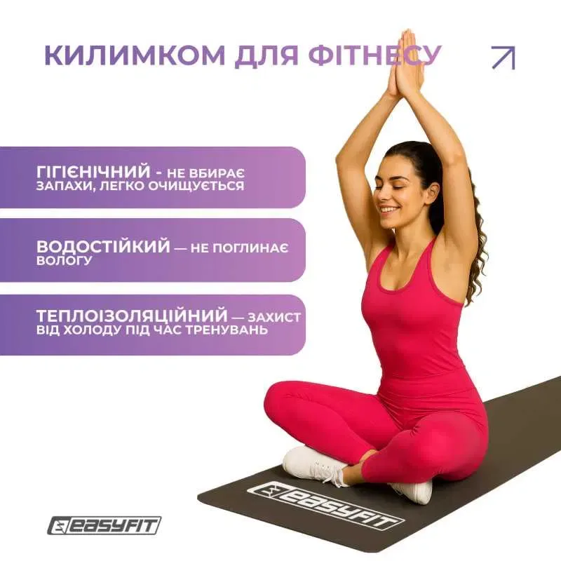 Килимок для фітнесу, килимок для йоги та спорту EasyFit 3 мм (спортивний килимок) — фото 3