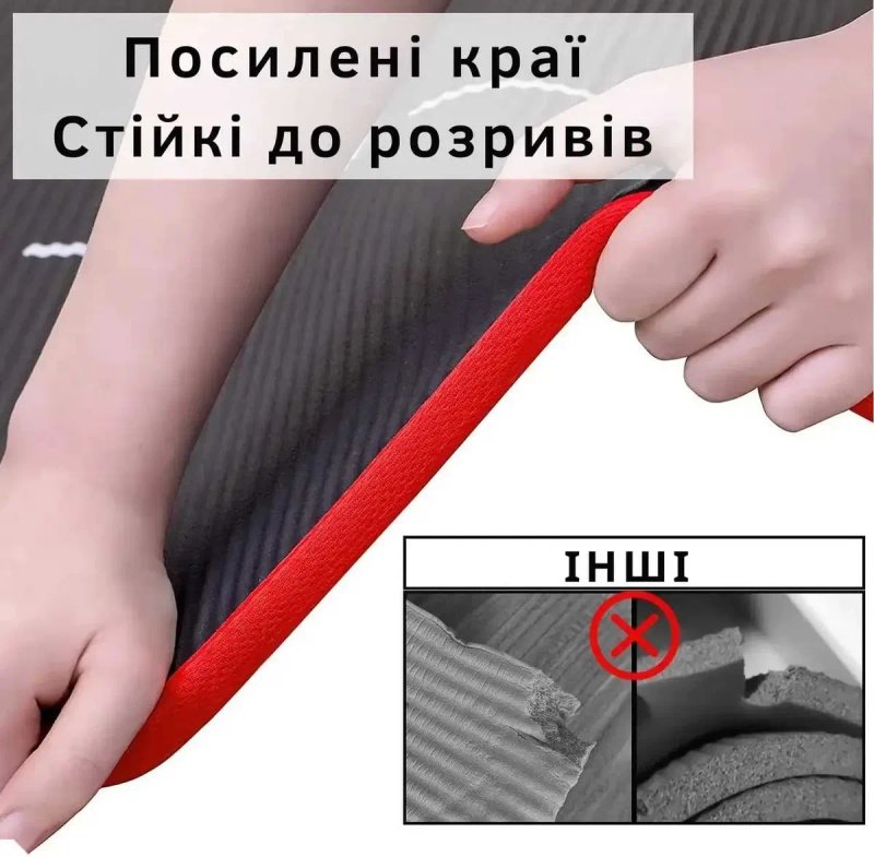 Килимок для йоги та фітнесу WCG ComfortLine NBR 10mm із захисним кантом та розміткою (чорний) — фото 5
