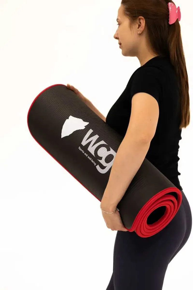 Килимок для йоги та фітнесу WCG ComfortLine NBR 10mm із захисним кантом та розміткою (чорний) — фото 7