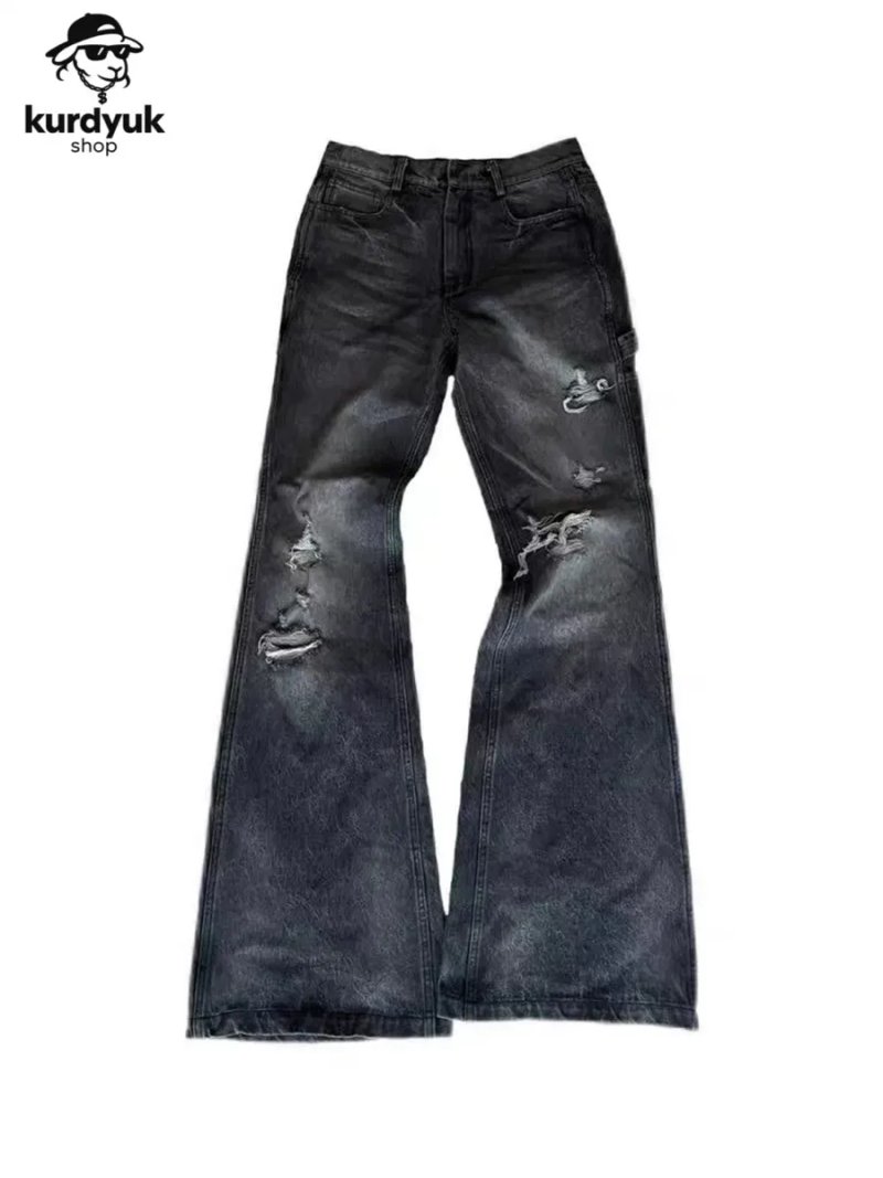 Клеш джинсы balenciaga type distressed flared jeans opium sk8 y2k