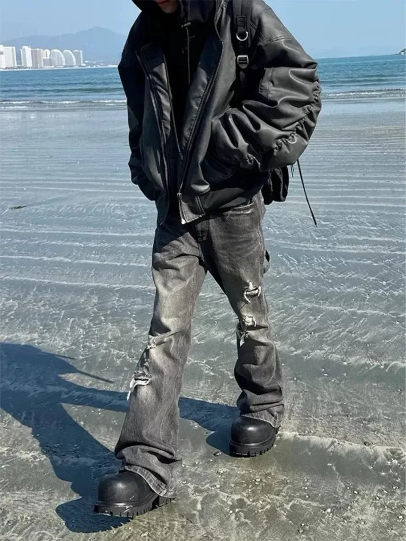 Клеш джинсы balenciaga type distressed flared jeans opium sk8 y2k — фото 2