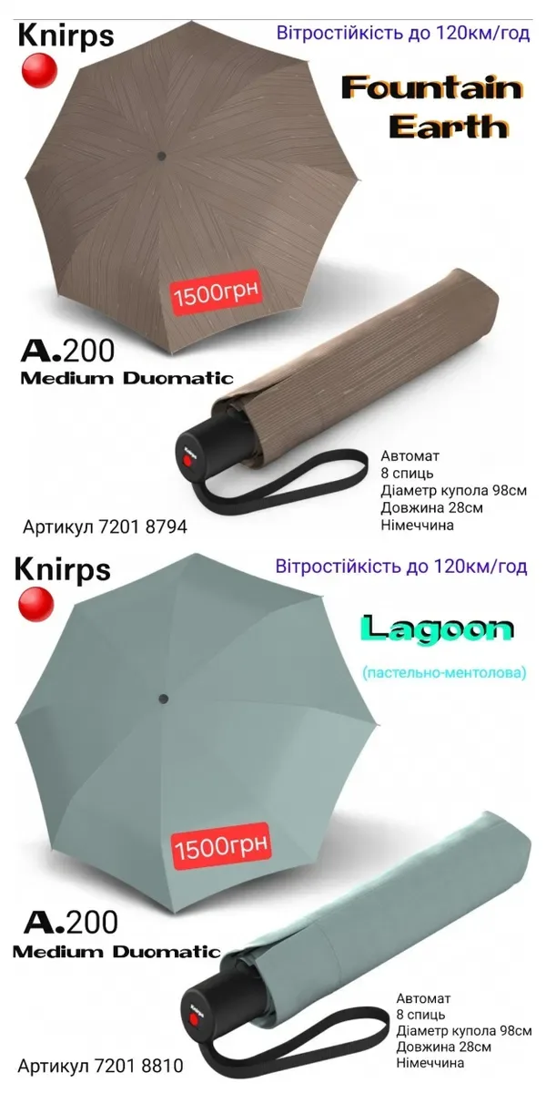 Knirps Парасоля Жіноча Чоловіча Автомат Німеччина Кнірпс Зонт Женский Германия Мужской — фото 8